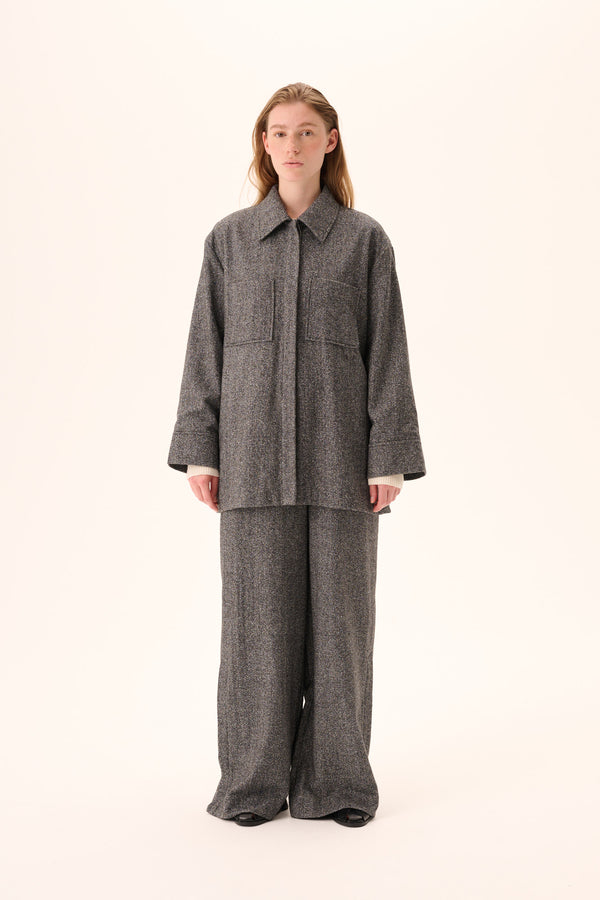 rue de tokyo CAMI HERRINGBONE BOUCLE - BLACK/WHITE