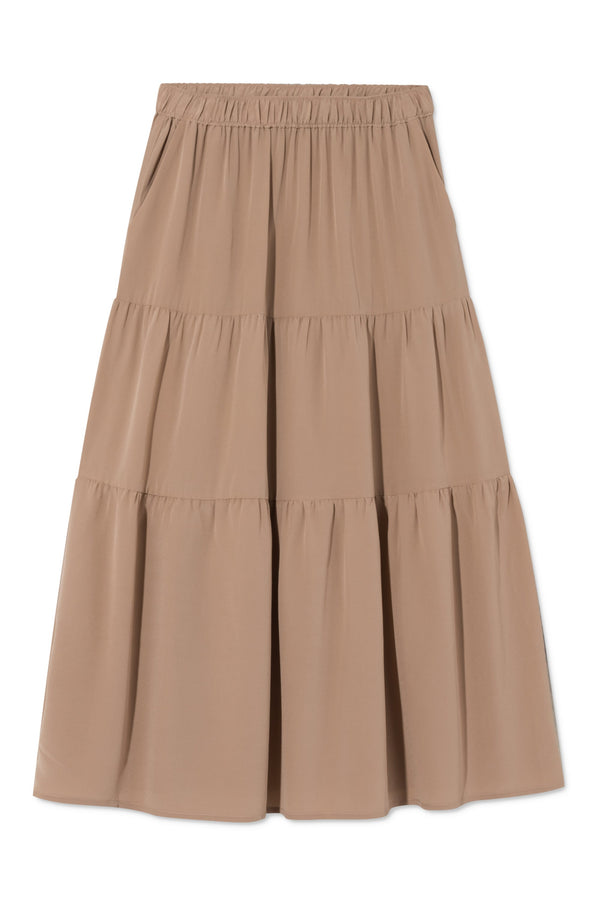 rue de tokyo PAPRIKA SILK SKIRT BROWN