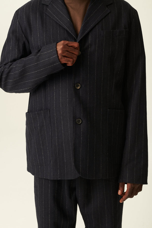 Rue De Tokyo PIERO WOOL PIN STRIPE - NAVY