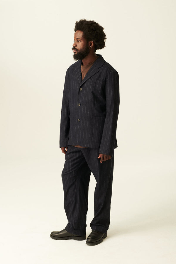 Rue De Tokyo PIERO WOOL PIN STRIPE - NAVY
