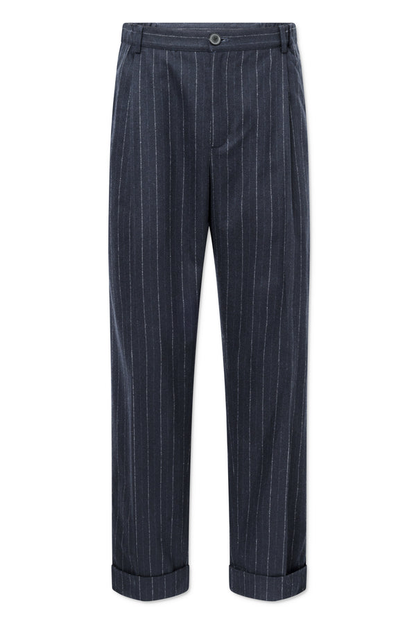 rue de tokyo PIERO WOOL PIN STRIPE - NAVY
