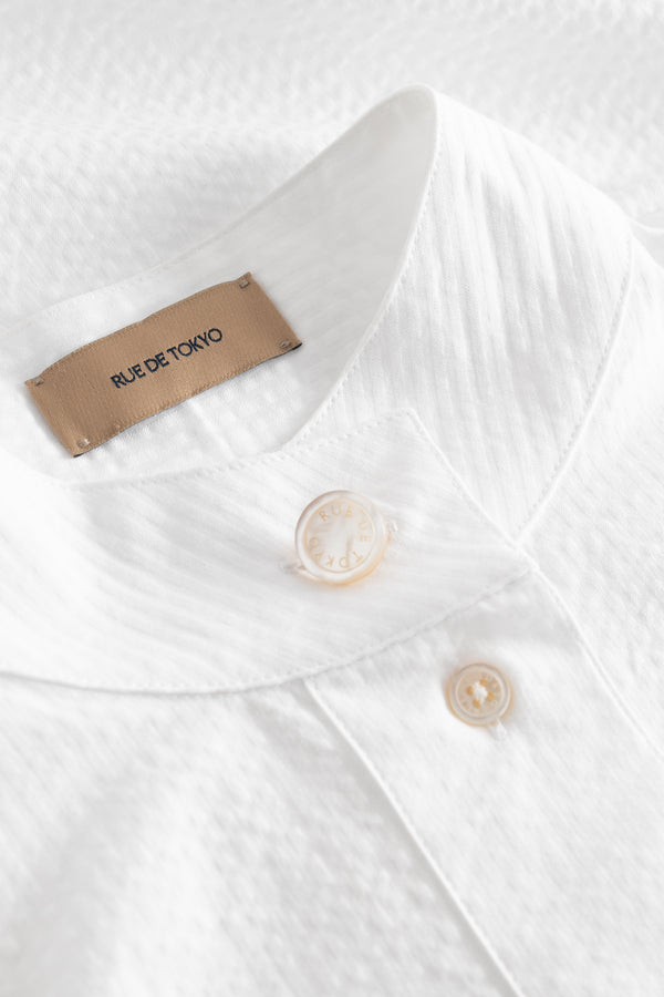 Rue De Tokyo SASCHA LIGHT SEERSUCKER STRIPE - WHITE