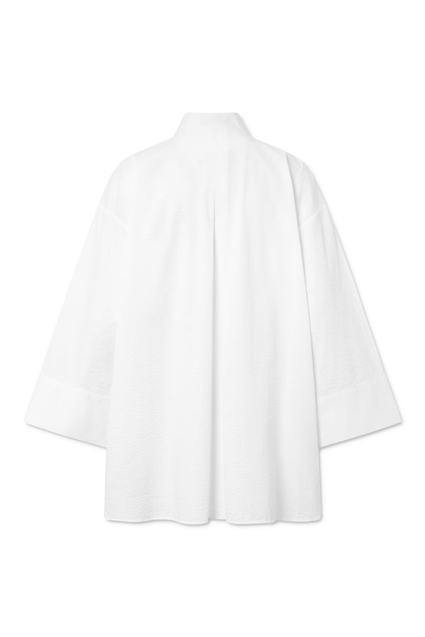 Rue De Tokyo SASCHA LIGHT SEERSUCKER STRIPE - WHITE
