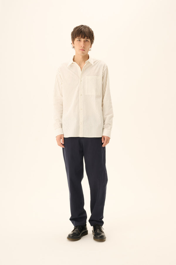 Rue De Tokyo SATOSHI SEERSUCKER STRIPE - WHITE/BLUE