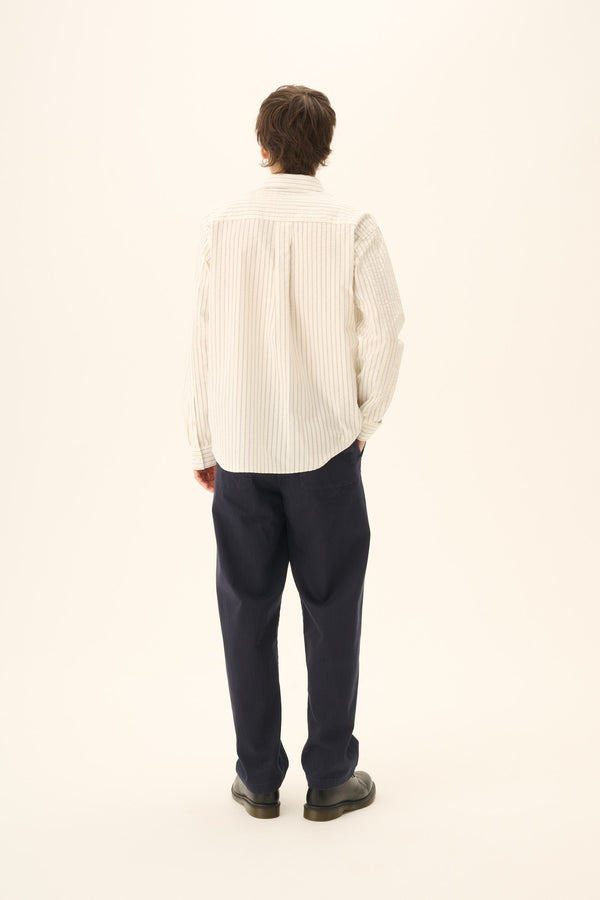 Rue De Tokyo SATOSHI SEERSUCKER STRIPE - WHITE/BLUE