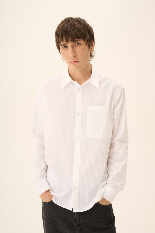 rue de tokyo SATOSHI SOLID SEERSUCKER STR - WHITE