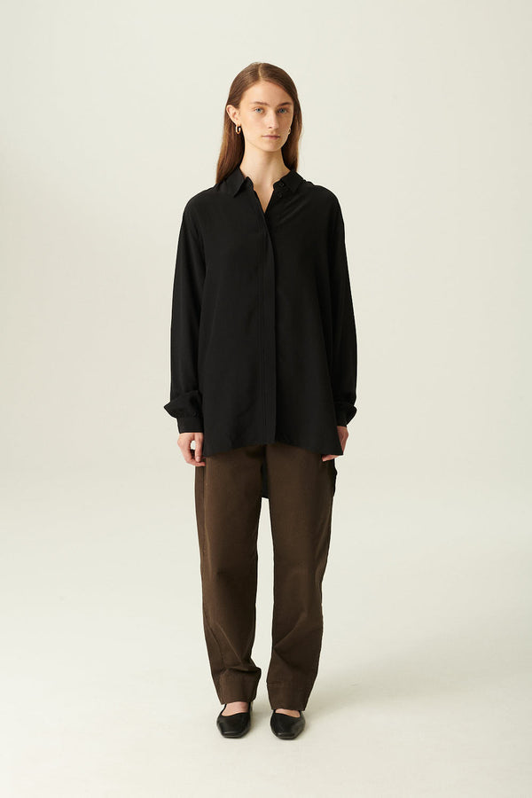 Rue De Tokyo SHELBY SHIRT BLACK SILK