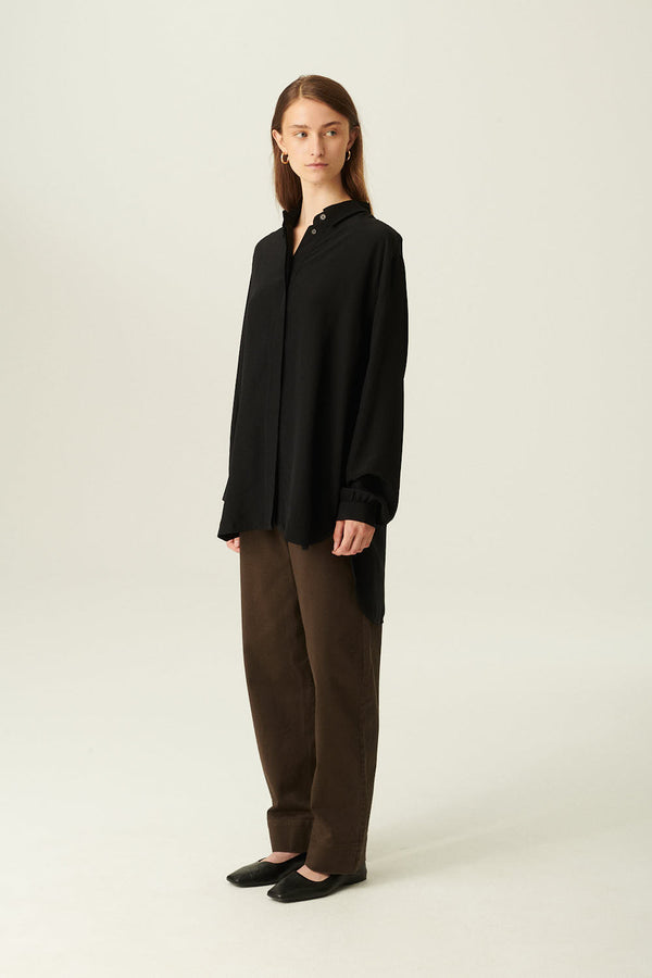 rue de tokyo SHELBY SHIRT BLACK SILK