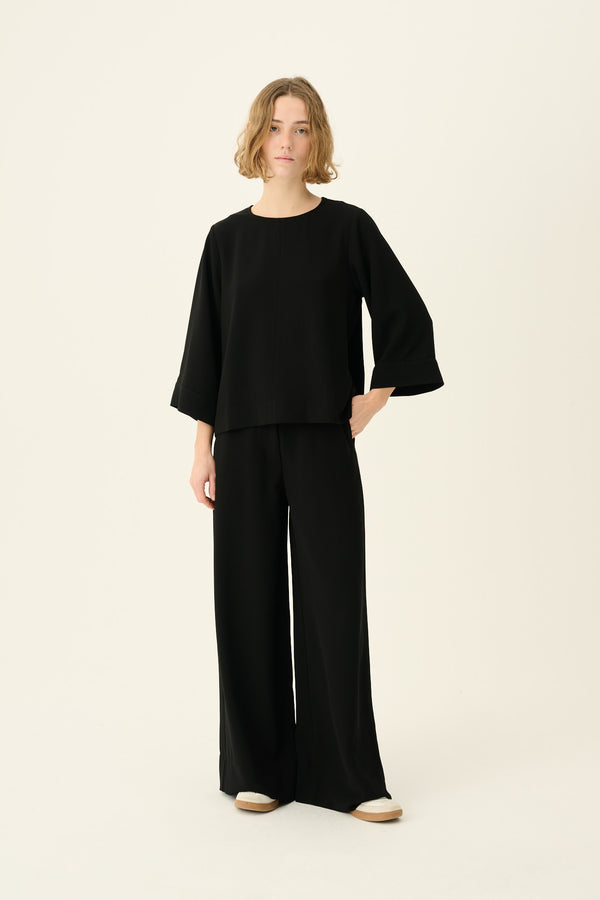 rue de tokyo SIMAKO RECYCLED HEAVY CREPE - BLACK