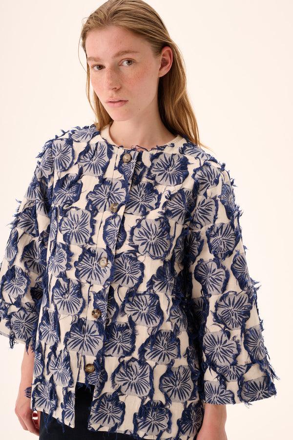 Rue De Tokyo SUN FIL COUPE FLOWER - NAVY/SAND