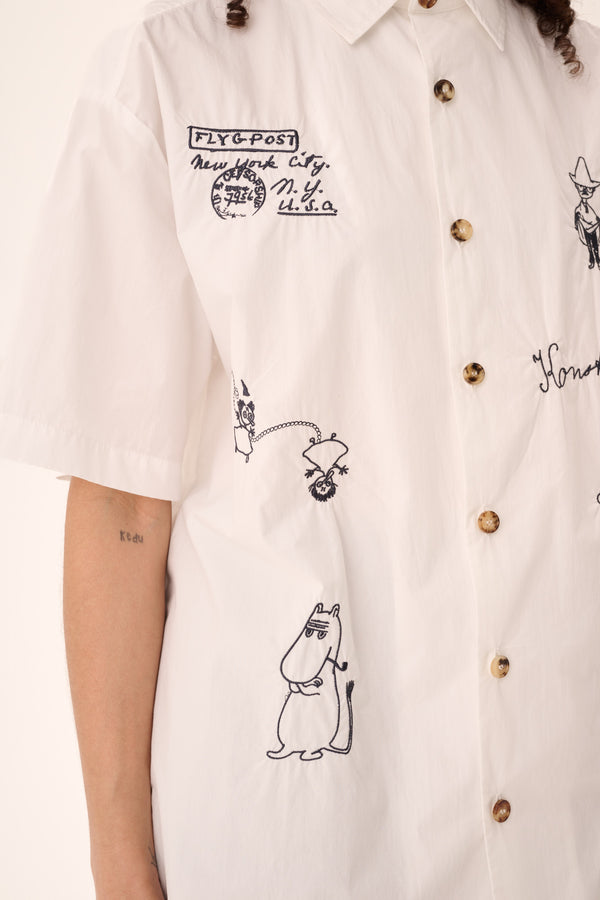Rue De Tokyo SALVIO MOOMIN POPLIN EMB - CHALK NAVY EMBROIDERY