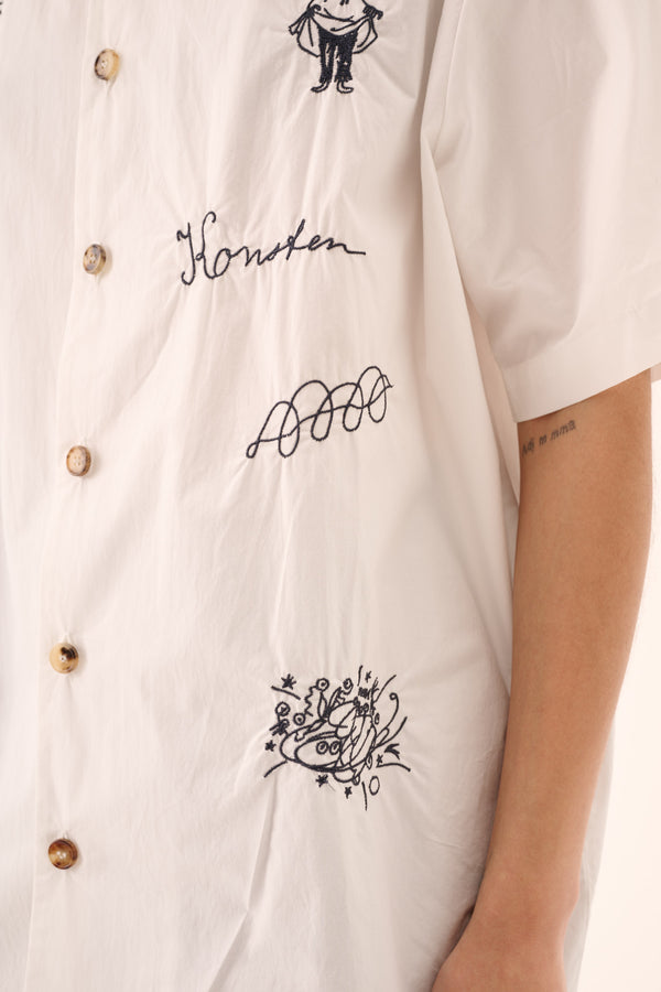 Rue De Tokyo SALVIO MOOMIN POPLIN EMB - CHALK NAVY EMBROIDERY