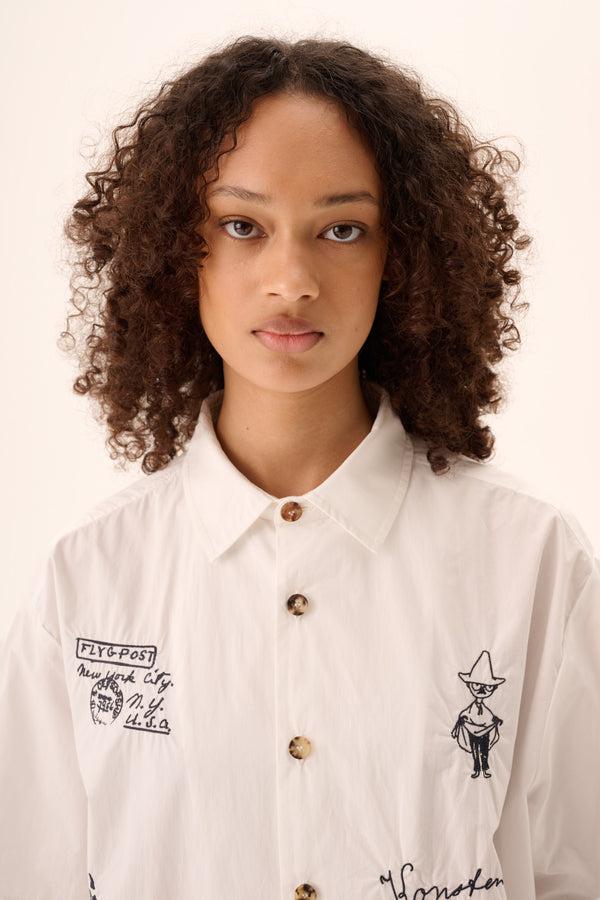Rue De Tokyo SALVIO MOOMIN POPLIN EMB - CHALK NAVY EMBROIDERY