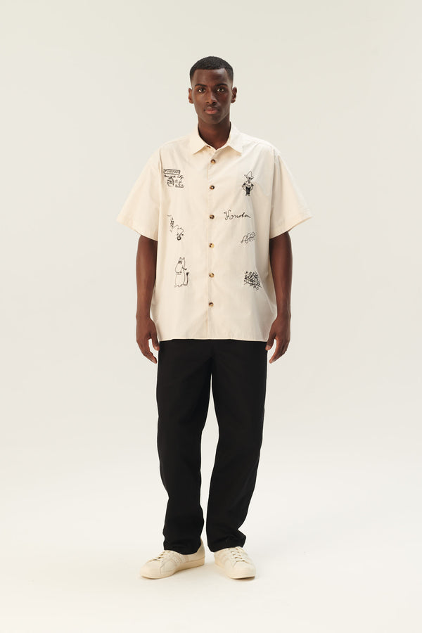 rue de tokyo SALVIO MOOMIN POPLIN EMB - IVORY BLACK EMBROIDERY