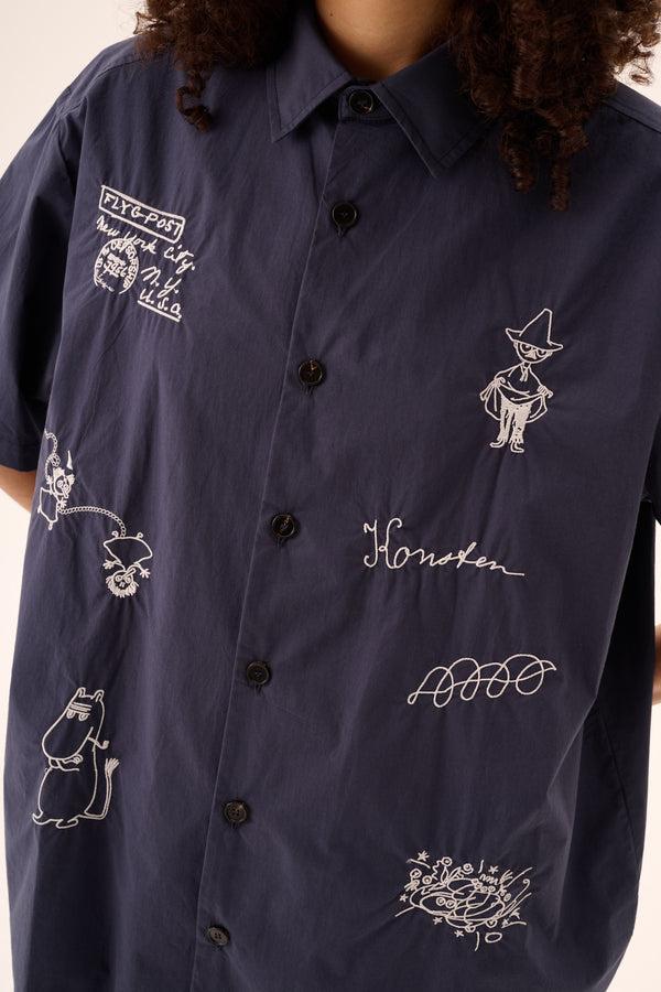 Rue De Tokyo SALVIO MOOMIN POPLIN EMB - NAVY CHALK EMBROIDERY
