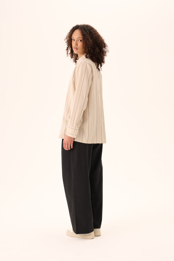 Rue De Tokyo SEIRA STRIPED TENCEL - ECRU BLACK STRIPE