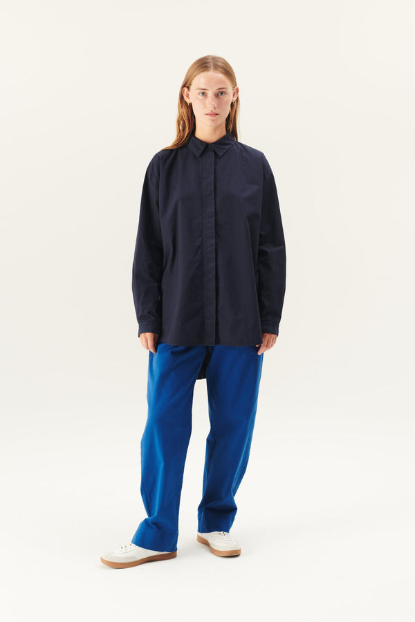 rue de tokyo SHELBY ORGANIC GARMENT DYED POPLIN - DARK NAVY