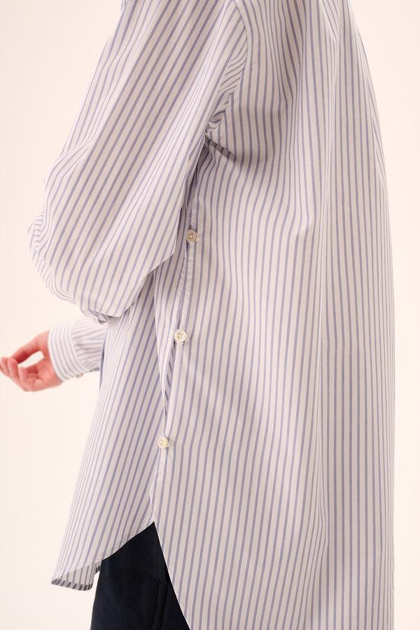 Rue De Tokyo SHELBY STRIPED SHIRTING - NAVY TRIPLE STRIPE