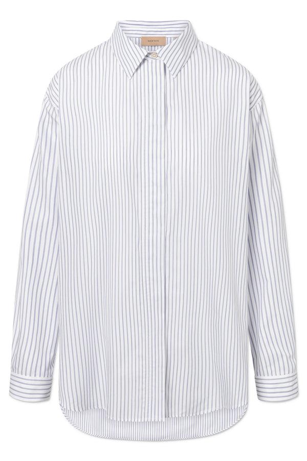 Rue De Tokyo SHELBY STRIPED SHIRTING - NAVY TRIPLE STRIPE