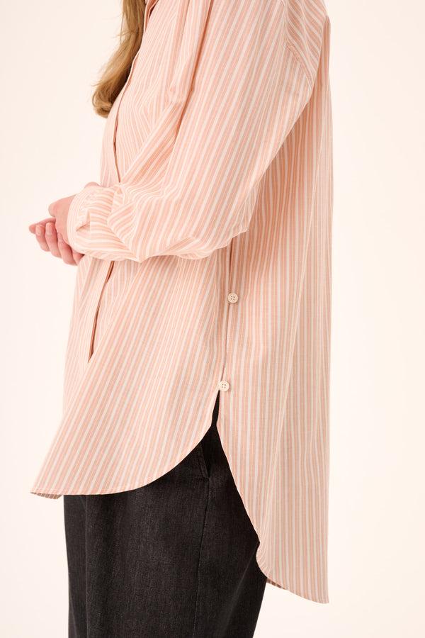 Rue De Tokyo SHELBY STRIPED SHIRTING - WHITE APRICOT STRIPE