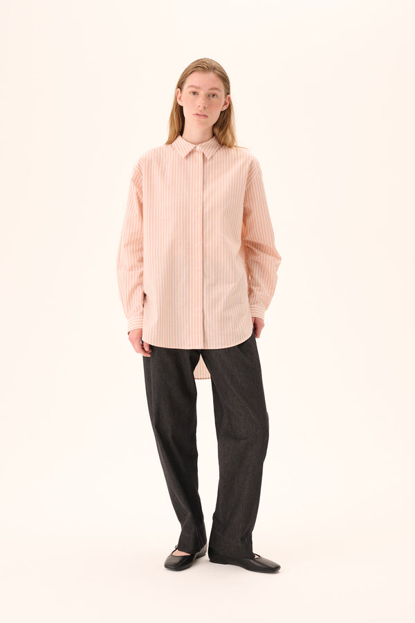 rue de tokyo SHELBY STRIPED SHIRTING - WHITE APRICOT STRIPE