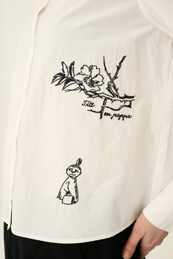 Rue De Tokyo SYLINA MOOMIN POPLIN EMBROIDERY - WHITE WITH BLACK EMBROIDERY
