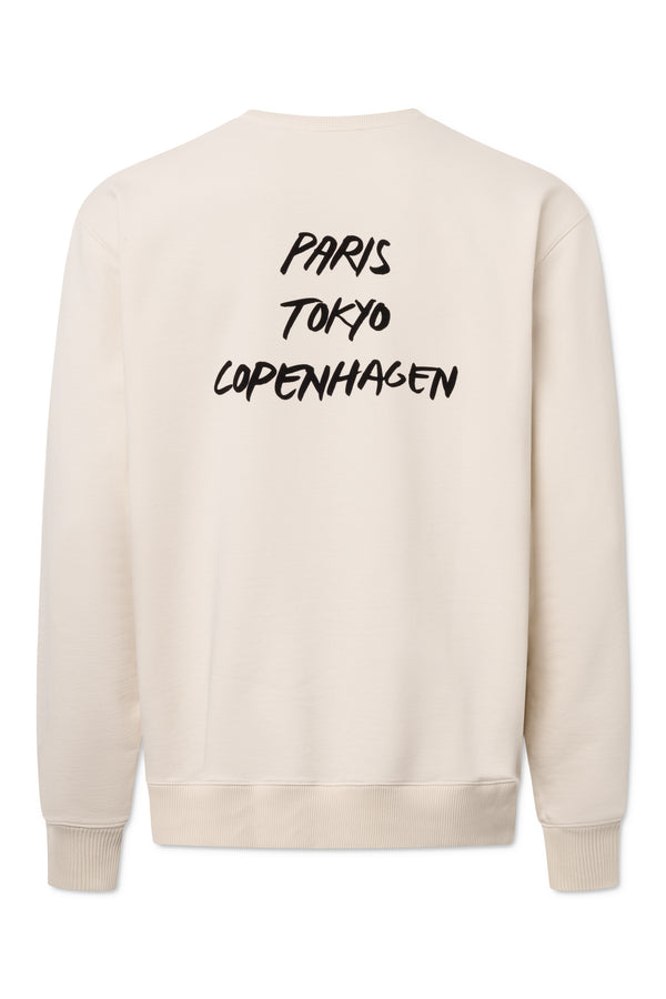 Rue De Tokyo TAMIR MONOGRAM ORGANIC HEAVY JRSY - NATURAL WHITE WITH BLACK LOGO