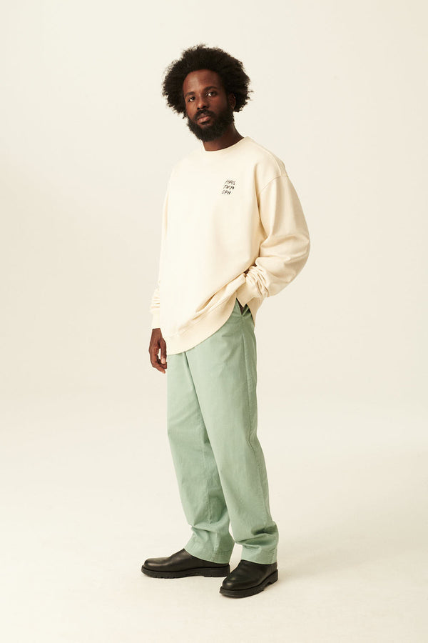 Rue De Tokyo TAMIR MONOGRAM ORGANIC HEAVY JRSY - NATURAL WHITE WITH BLACK LOGO
