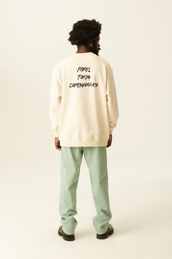 Rue De Tokyo TAMIR MONOGRAM ORGANIC HEAVY JRSY - NATURAL WHITE WITH BLACK LOGO