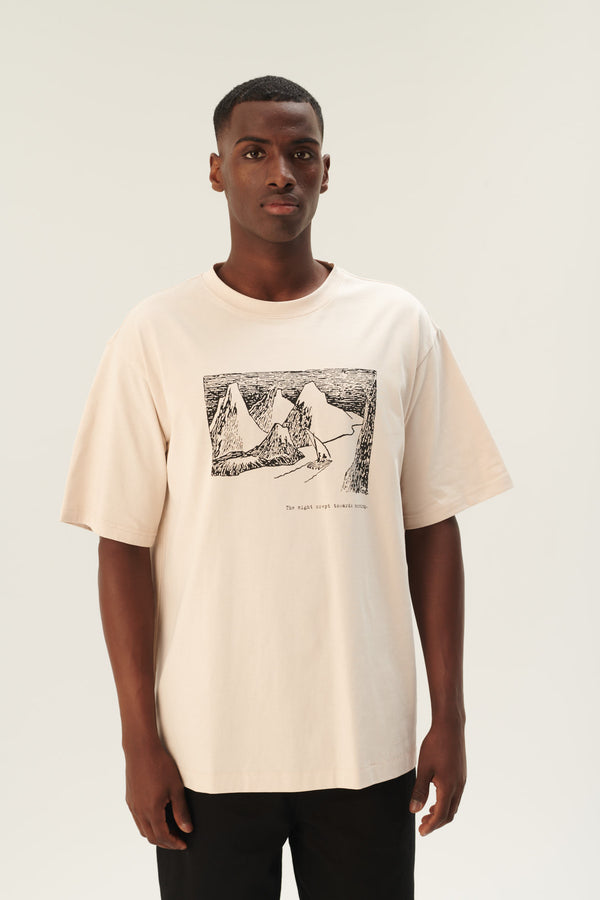 Rue De Tokyo THOMAS MOOMIN COTTON JERSEY - CHALK WITH BLACK PRINT