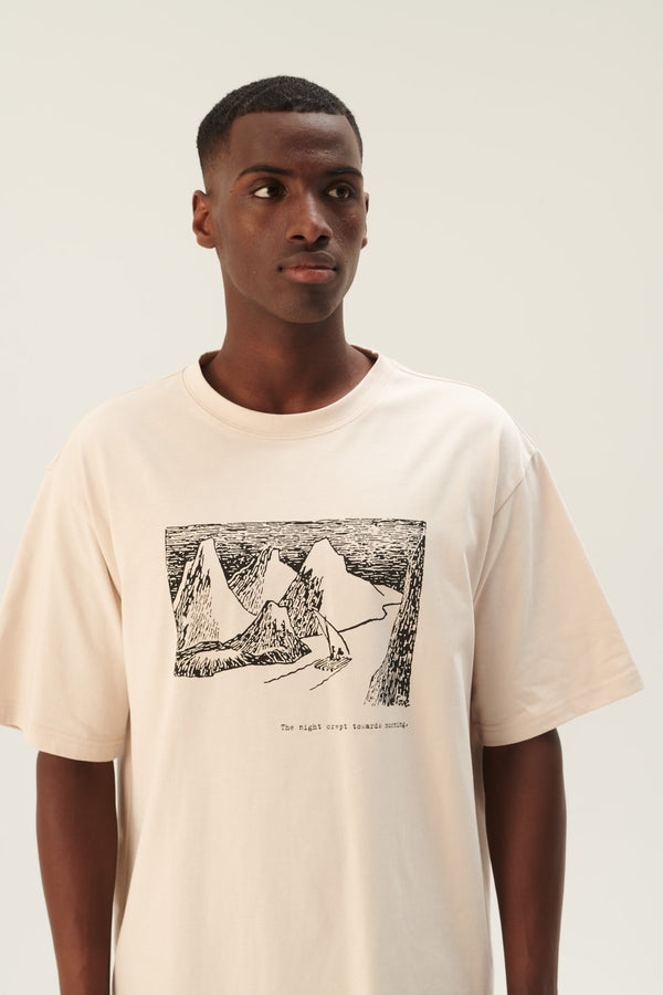Rue De Tokyo THOMAS MOOMIN COTTON JERSEY - CHALK WITH BLACK PRINT