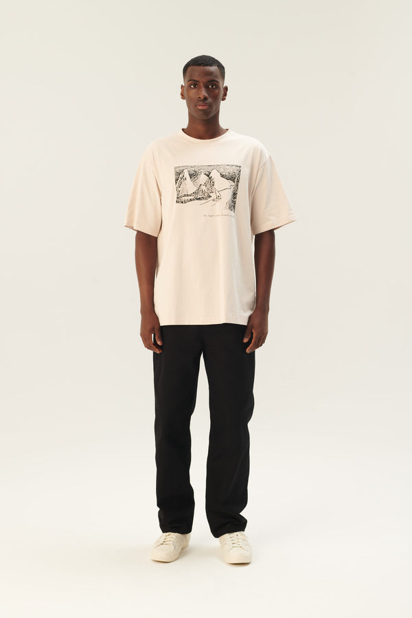 rue de tokyo THOMAS MOOMIN COTTON JERSEY - CHALK WITH BLACK PRINT