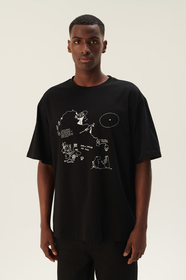 Rue De Tokyo THOPER MOOMIN COTTON JERSEY - BLACK OFF WHITE PRINT