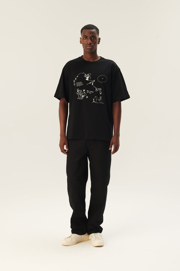 rue de tokyo THOPER MOOMIN COTTON JERSEY - BLACK OFF WHITE PRINT