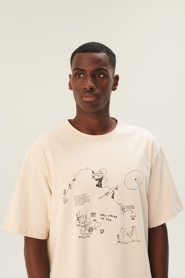 Rue De Tokyo THOPER MOOMIN COTTON JERSEY - CHALK WITH BLACK PRINT