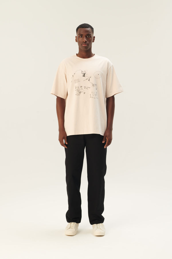 Rue De Tokyo THOPER MOOMIN COTTON JERSEY - CHALK WITH BLACK PRINT