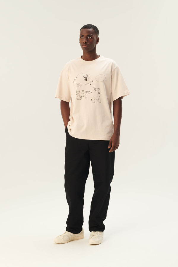 rue de tokyo THOPER MOOMIN COTTON JERSEY - CHALK WITH BLACK PRINT