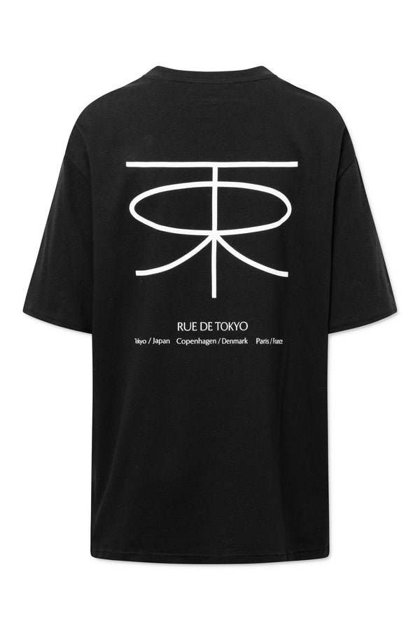 Rue De Tokyo THORSTEN RECYCLED COTTON JRSY - BLACK WITH OFF WHITE LOGO