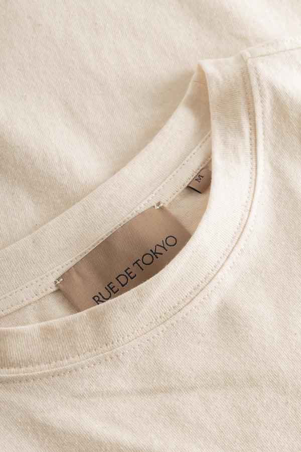 Rue De Tokyo THORSTEN RECYCLED COTTON JRSY - NATURAL WHITE WITH BLACK LOGO