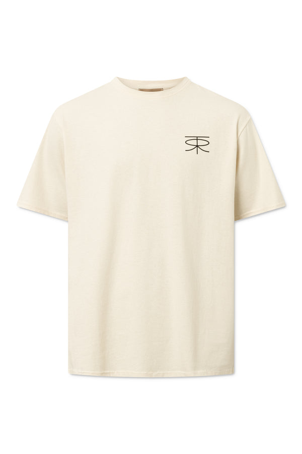 Rue De Tokyo THORSTEN RECYCLED COTTON JRSY - NATURAL WHITE WITH BLACK LOGO