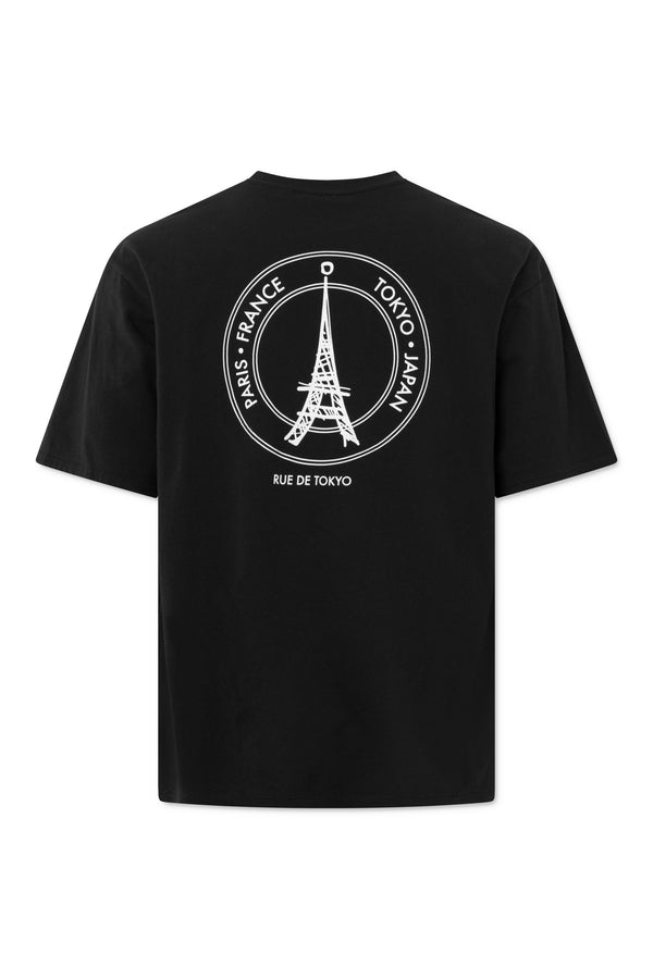 Rue De Tokyo TILLO RECYCLED COTTON JRSY - BLACK WITH OFF WHITE LOGO