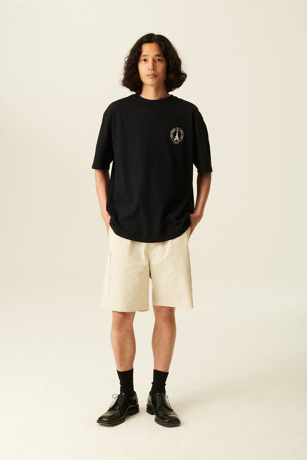 Rue De Tokyo TILLO RECYCLED COTTON JRSY - BLACK WITH OFF WHITE LOGO