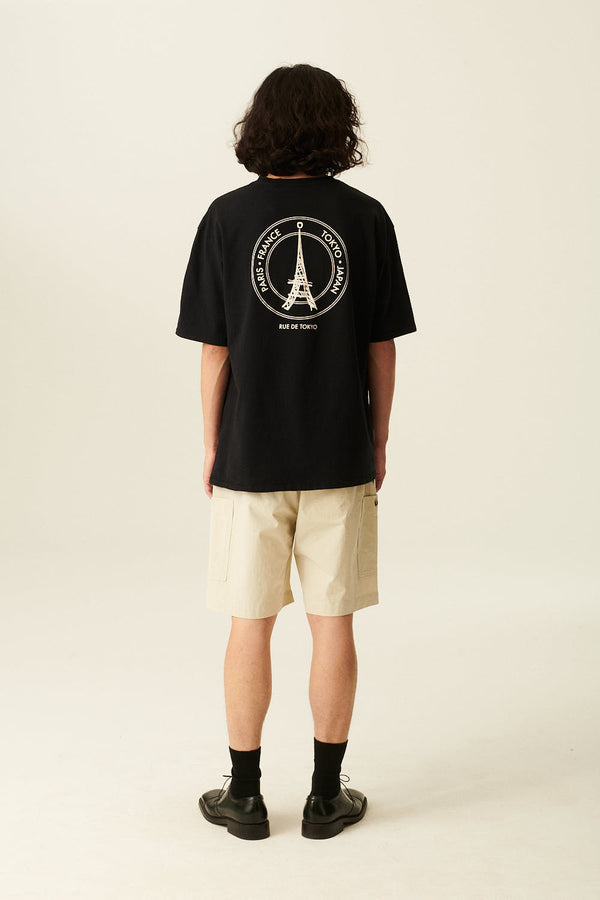 Rue De Tokyo TILLO RECYCLED COTTON JRSY - BLACK WITH OFF WHITE LOGO