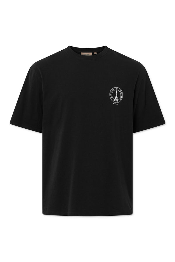 rue de tokyo TILLO RECYCLED COTTON JRSY - BLACK WITH OFF WHITE LOGO