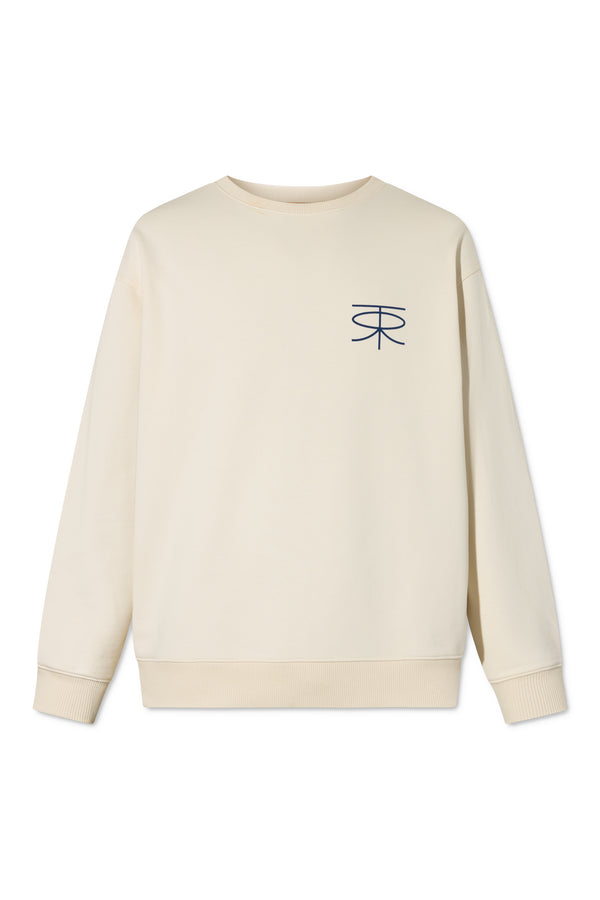 rue de tokyo TIM CREWNECK NATURAL WHITE - NATURAL WHITE WITH NAVY PRINT