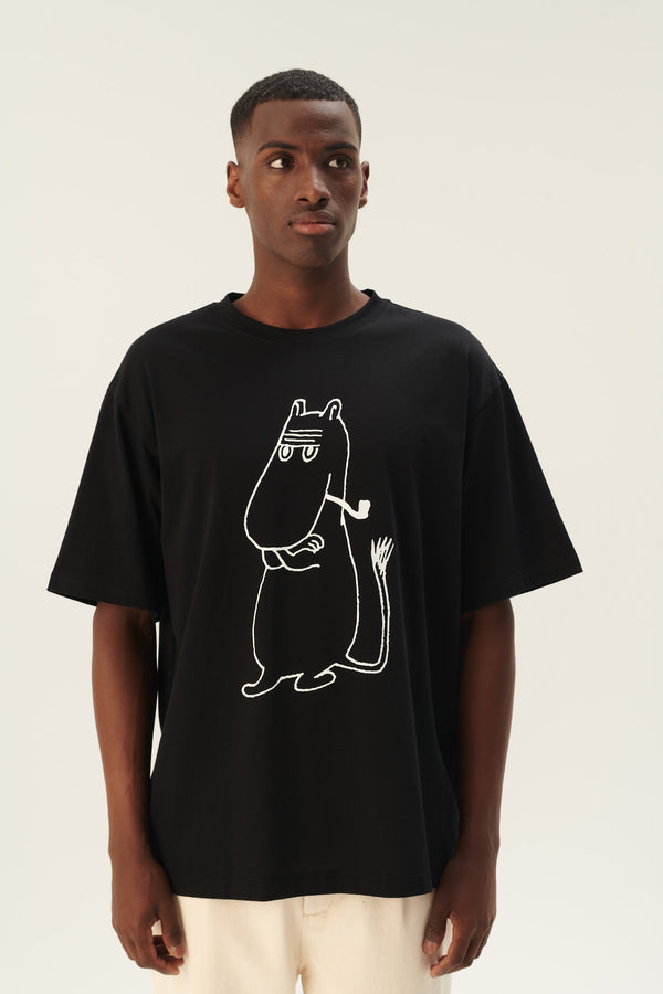 rue de tokyo TOYO MOOMIN COTTON JERSEY - BLACK OFF WHITE PRINT