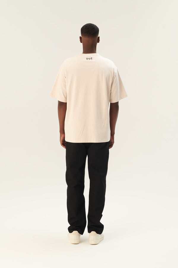 Rue De Tokyo TOYO MOOMIN COTTON JERSEY - CHALK WITH BLACK PRINT