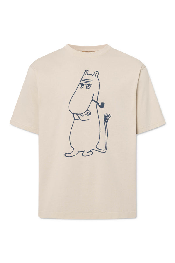 Rue De Tokyo TOYO MOOMIN COTTON JERSEY - CHALK WITH NAVY PRINT