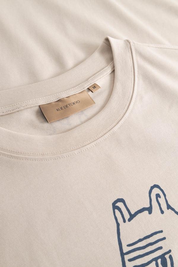 Rue De Tokyo TOYO MOOMIN COTTON JERSEY - CHALK WITH NAVY PRINT