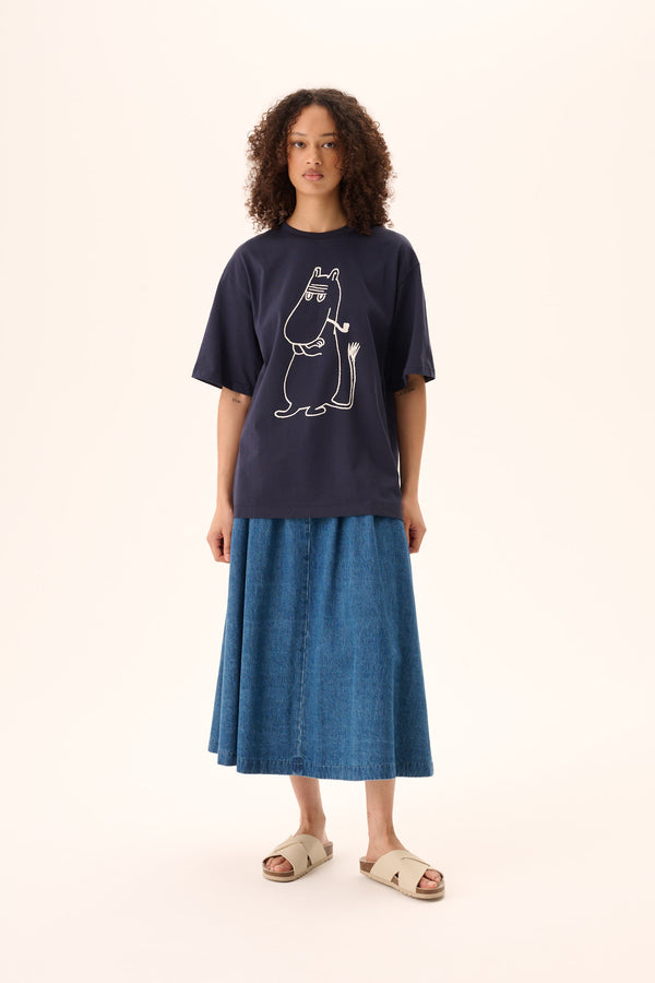 Rue De Tokyo TOYO MOOMIN COTTON JERSEY - NAVY WITH CHALK PRINT